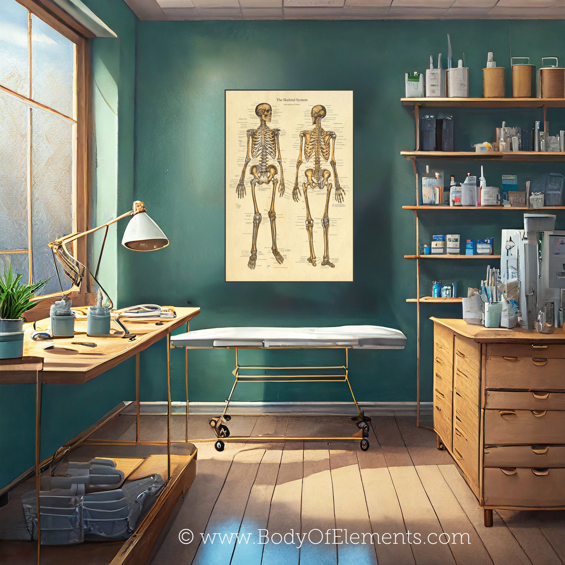 Doctors office human skeleton anatomy poster