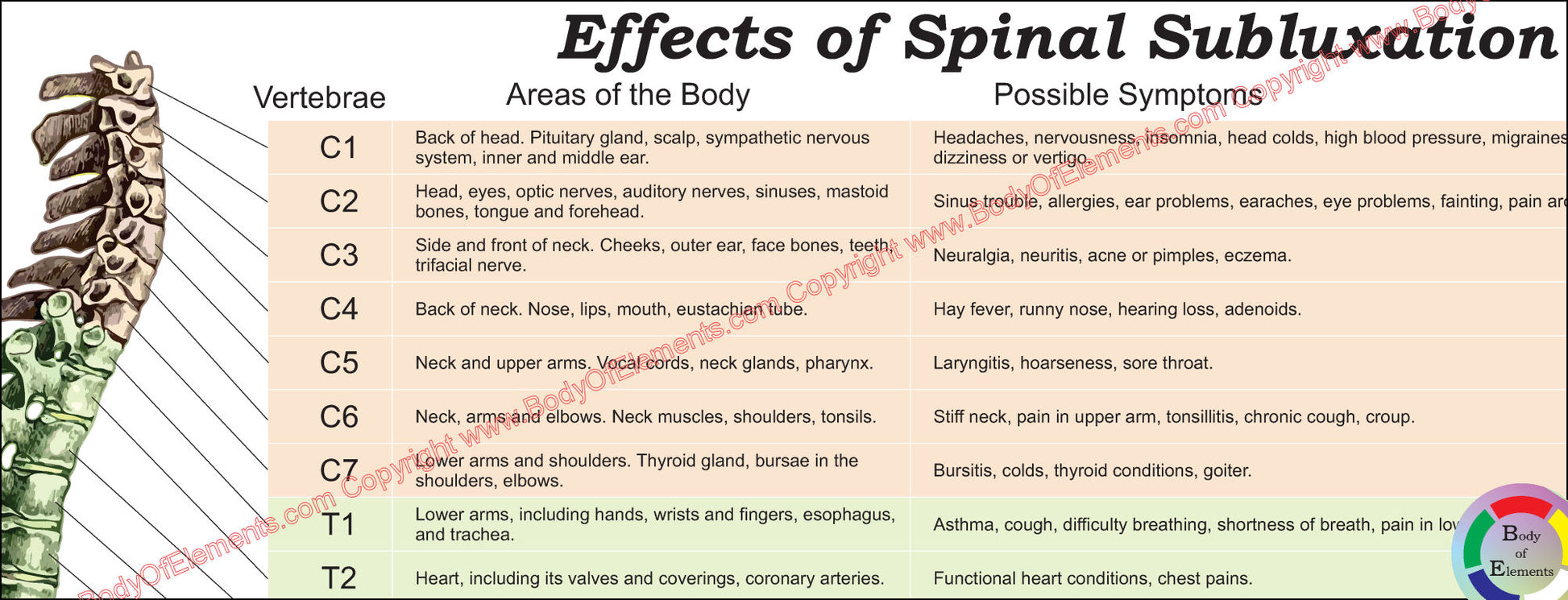 Cervical spine effects of spinal subluxation chart