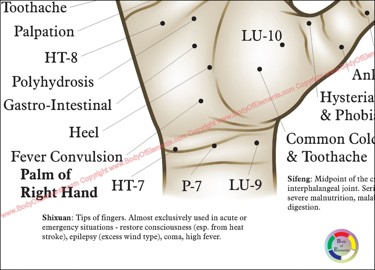 Chinese hand acupuncture points chart
