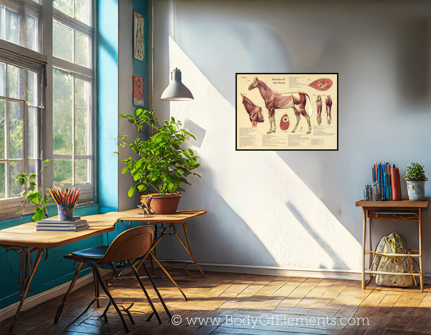 Veterinary horse anatomical wall chart