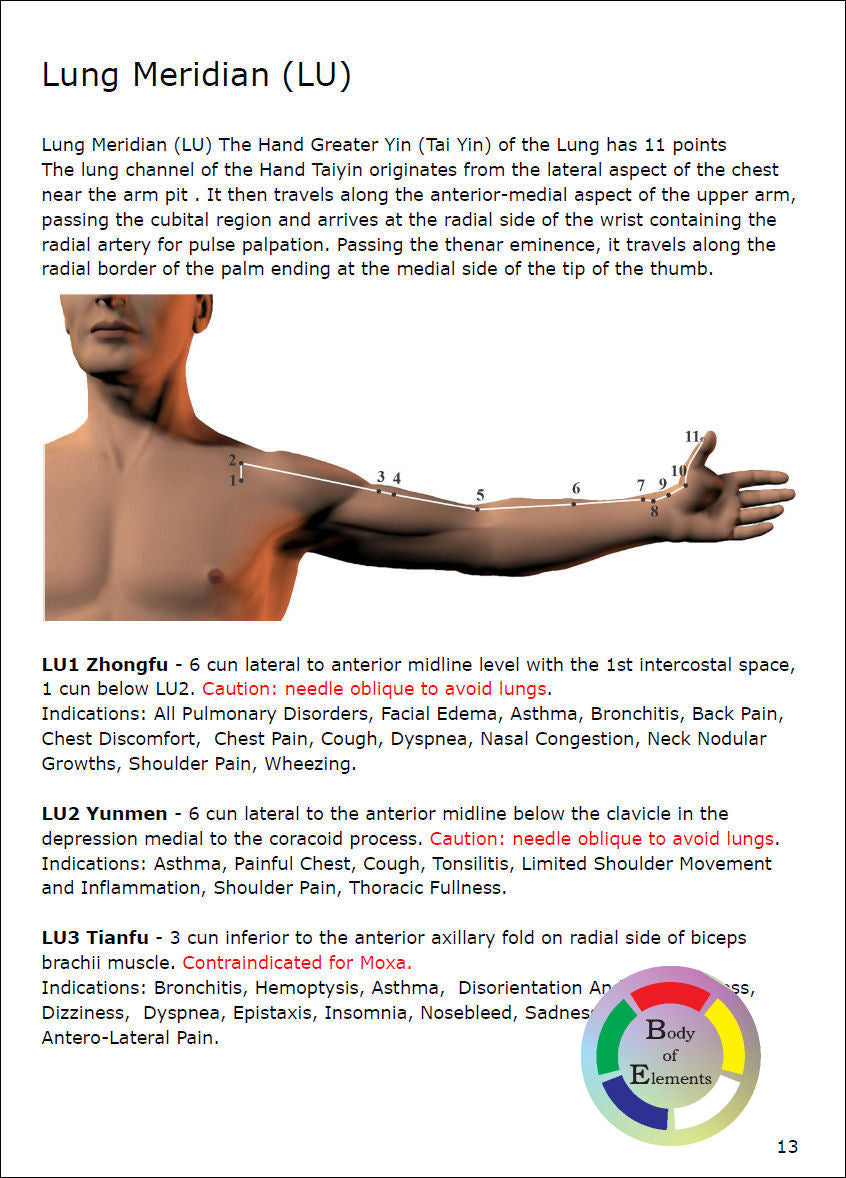 Acupuncture meridian point locations