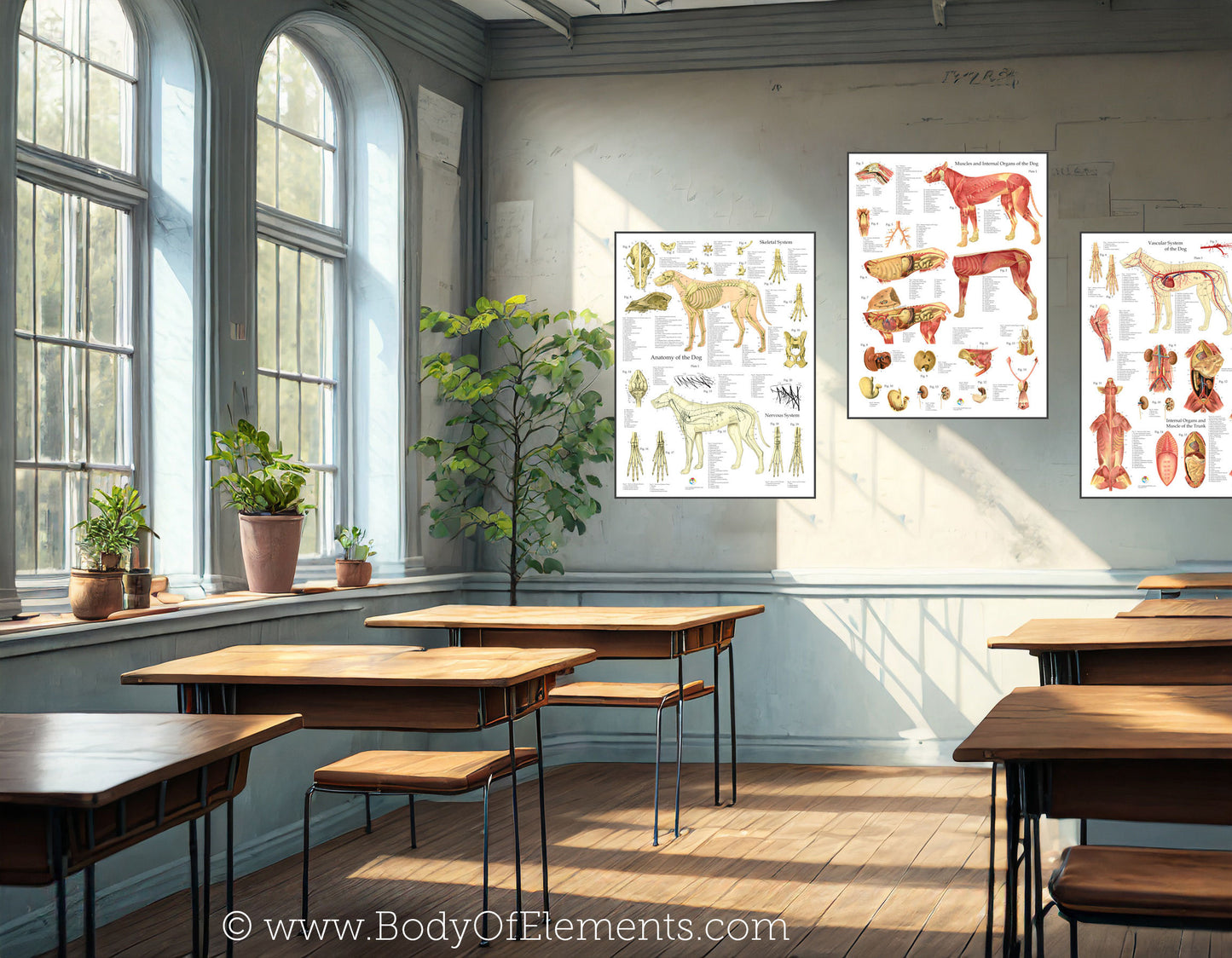 Veterinary clinic dog anatomy posters