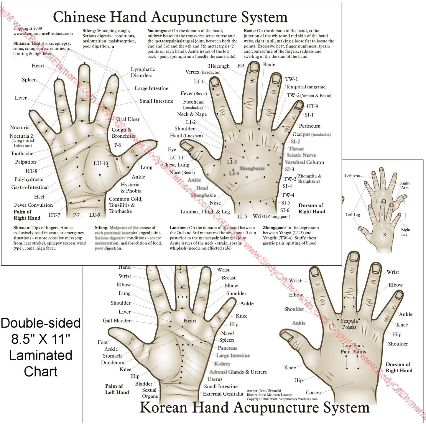 Chinese Korean hand acupuncture points chart