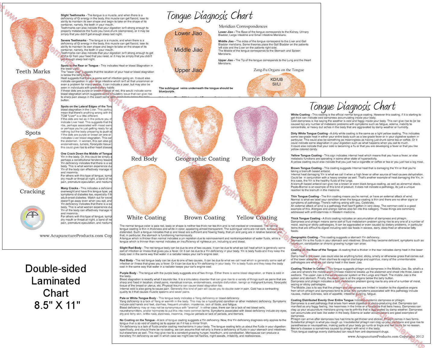 Tongue diagnosis Chinese medicine chart